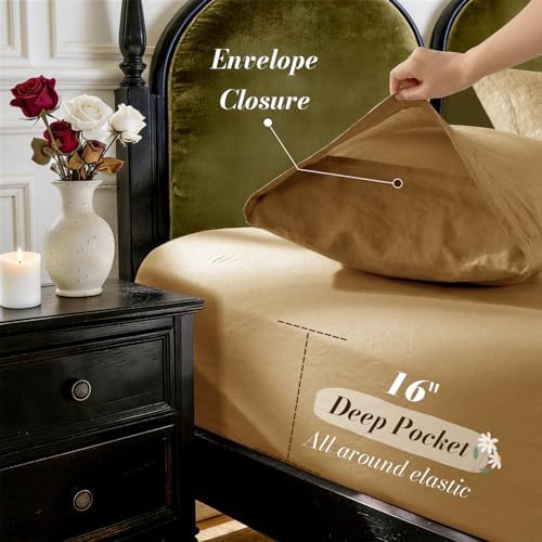 SONORO KATE 100% French Linen Full Size Sheets Set, Natural Flax Bedding - Image 6