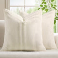 Mecatny Corduroy Fall Throw Pillow Covers 16x16 Set of 2 Cream White by Mecatny