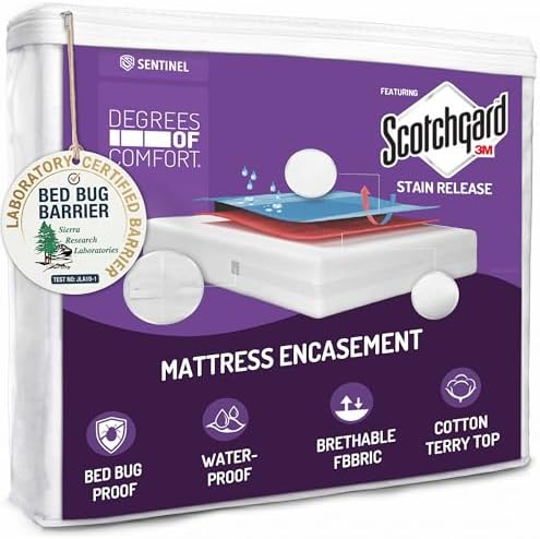 Bed Bug Mattress Cover Queen, Mattress Protector, Fits 9-12 Inch by DegreesofComfort