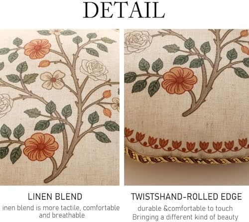 ISAENNE Designer Linen Throw Pillow Cover, Diameter 16"-Flora B - Image 5