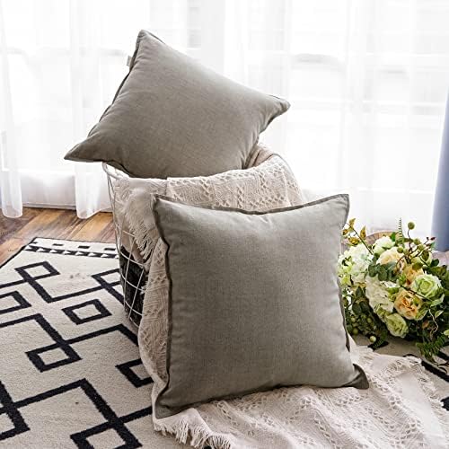Jeanerlor 18"x18" Solid Cotton Linen Decoration Throw Pillow Case by Jeanerlor