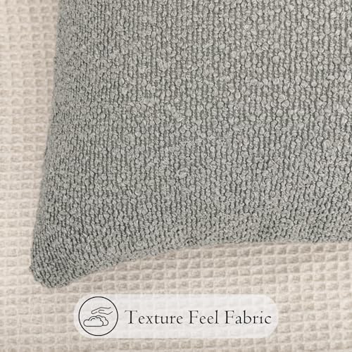 JoraLion 14x24 inch Boucle Lumbar Pillow Cover, Light Gray Woven Texture - Image 6