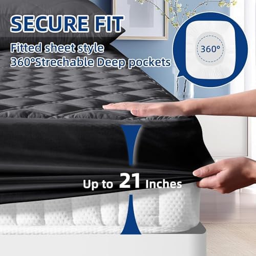 MEELUS Waterproof Full Mattress Protector, Fitted Deep Pocket 8"-21" - Image 5