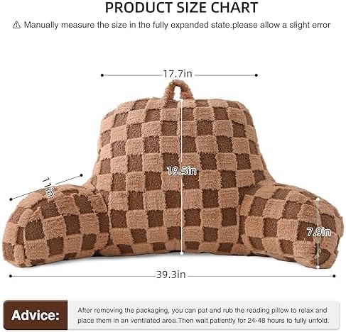 Aimuan Reading Pillow Checkered Bed Rest Wedge Backrest Checkerboard Pillow - Image 3