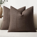 MIULEE Decorative Striped Throw Pillow Covers 22x22 in Reddish Brown 2 Pack by MIULEE