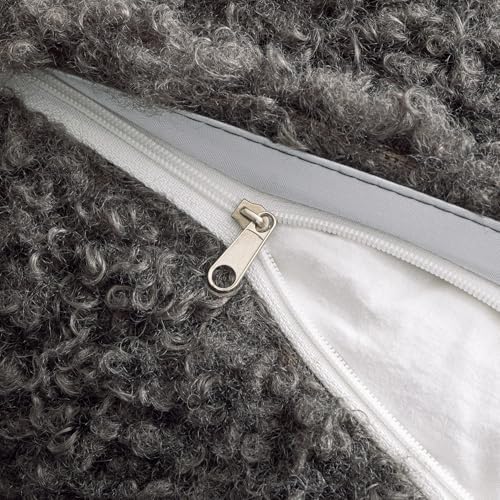 MIULEE Decorative Faux Fur Pillow Covers Sherpa 18x18 Dark Gray - Image 5