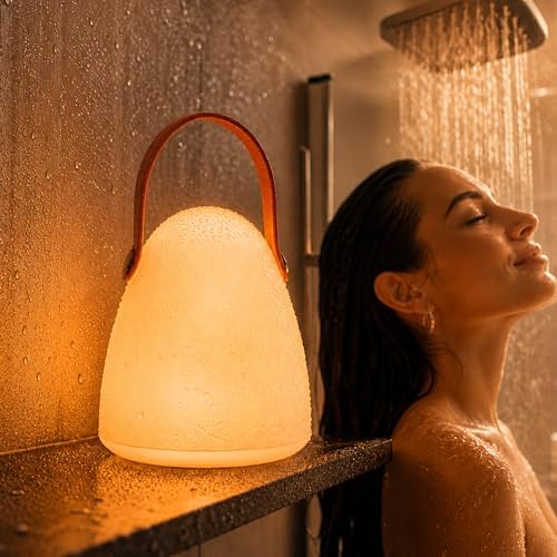 IP65 Waterproof Shower Lamp, 16 Colors Bathroom Lamp with Remote Control Dimmable, Rechargeable Mood Light for Inside Shower, Cordless Hanging Night Light for Outdoor, Bedroom, Camping, Restaurant by Unknown