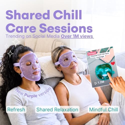 Medi Grade Face Ice Pack and Cooling Eye Mask Set, ChillGel Gel Mask Purple - Image 4