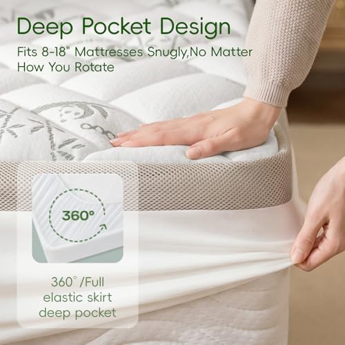 NEWDECO Twin Mattress Topper Cooling Bamboo Viscose Pillow Top Mattress Pad - Image 5