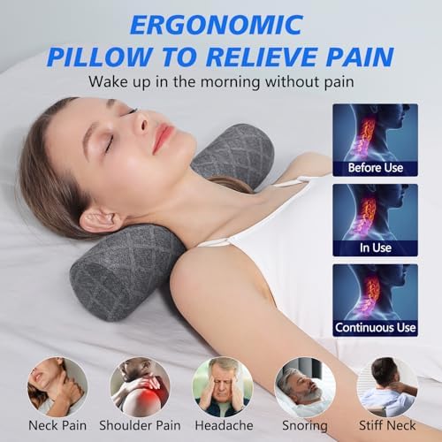 Cozyhealth Cervical Roll Pillow, Medium Soft Memory Foam Neck Round Pillow - Image 3