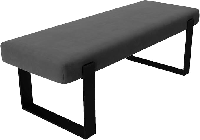 VANT Upholstered Bed Bench - Micro Suede Charcoal Grey - Matte Black - Contemporary Modern, Bedroom Bench Seat, Hallway, or Entryway