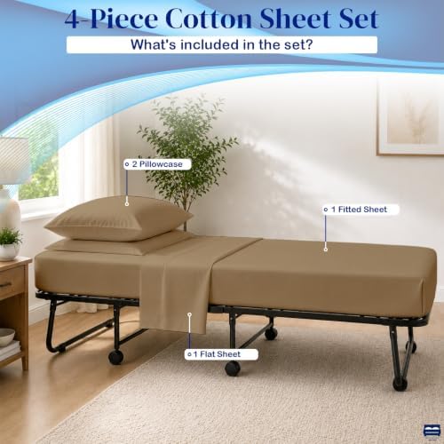 Cottingon 4 PC Cot Sheet Set 25"X75", Egyptian Cotton - Image 4