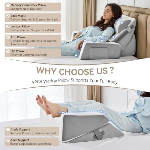 Yojoker 9PCS Orthopedic Bed Wedge Pillow Set - Image 6