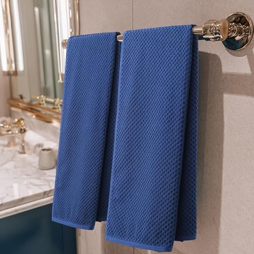 COTTON CRAFT Euro Spa Waffle Weave Bath Towels - Set of 4 Blue Towels - Image 2