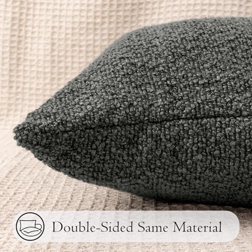 JoraLion 14x36 inch Boucle Lumbar Pillow Cover, Dark Grey Woven Texture Neutral - Image 6