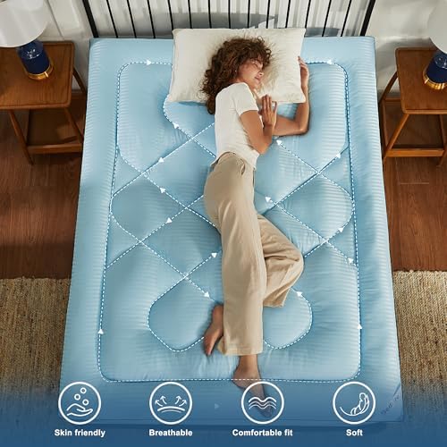BEDLORE Twin Mattress Topper, Thick Pillow Top Bed Cover Soft Mattress Pad - Image 6