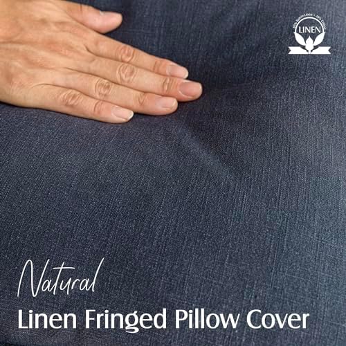 Foindtower Decorative Linen Fringe Throw Pillow Covers 22×22 Inch - Image 2