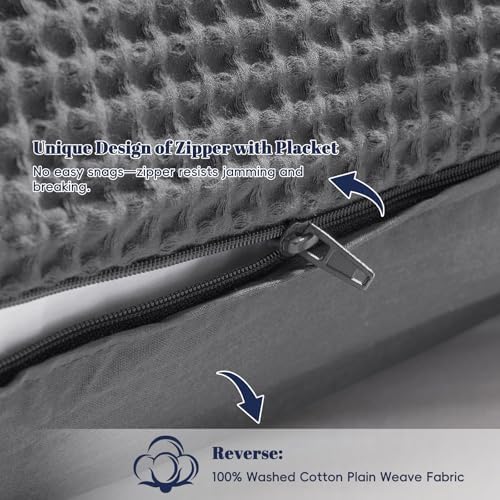 PHF Cotton Waffle Body Pillowcase 20"x54", Charcoal Grey, No Insert - Image 5