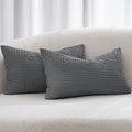 PHF Cotton Waffle Lumbar Pillow Covers 12" x 20", Charcoal Grey, No Insert by PHF
