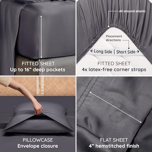 Bambaw 100% Viscose Derived from Bamboo Sheets King Size Set – 6pcs Set of - Image 6