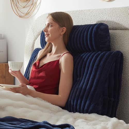 Headboard Pillow + A Long Neck Roll Pillow Body Pillow，Faux Fur Headboard Wedge by Unknown