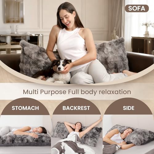 ZonLi Fluffy Body Pillow for Adults, Fuzzy Faux Fur Long Pillow - Image 5