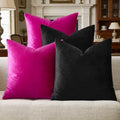 GIGIZAZA Pack of 4 Decorative Velvet Pillow Covers 18x18 Black Hot Pink by GIGIZAZAFocusingonhomedecoration