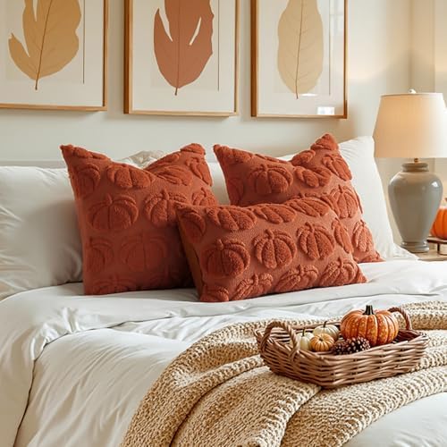 MIULEE Fall Pillow Covers Pumpkin Fall Decor 22x22 Rust - Image 4