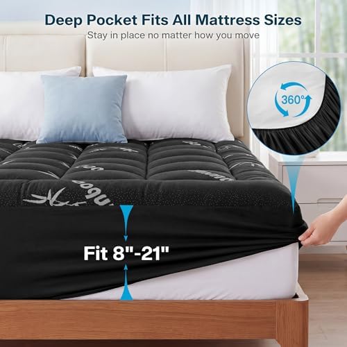 Waterproof Queen Size Mattress Topper Viscose Derived from Bamboo, Extra Thick - Image 4