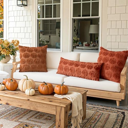 MIULEE Fall Pillow Covers Pumpkin Fall Decor 24x24 Rust - Image 4