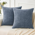 MIULEE Soft Chenille Throw Pillow Covers Dark Grey Blue 18x18 Pack of 2 by MIULEE