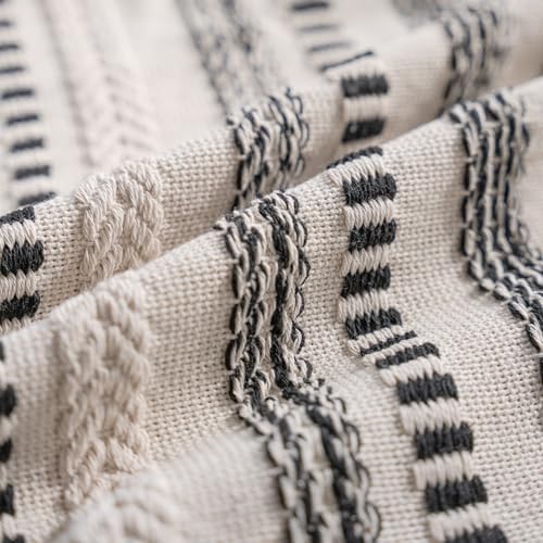 Cethom Black Boho Throw Pillow Covers 12x20 Inch Set of 2, Stripe Textured - Image 3