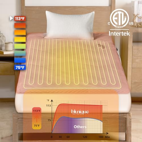 Electric Heated Mattress Pad Twin Size Single Control Bed Warmer, Deep Pocket - Image 2
