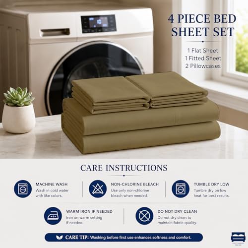 Cottingon 4 Piece King Sheets Fits 16" Deep, Egyptian Cotton - Image 5