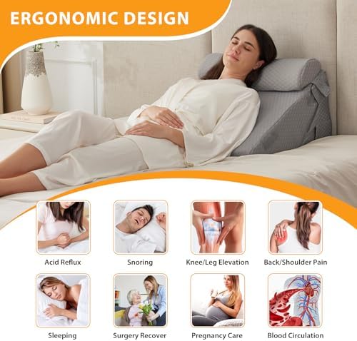 Ruqmuis Wedge Pillow Set for After Surgery, Incline Pillow Wedge for Headboard - Image 6