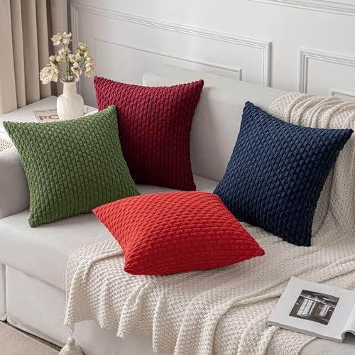MIULEE Decorative Throw Pillow Covers 18x18 Moss Green Textured Corduroy - Image 4