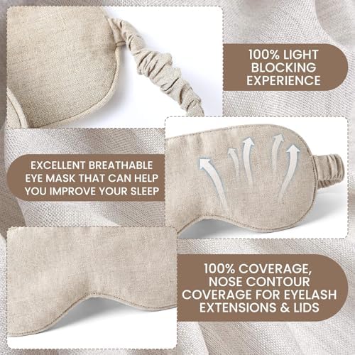 1 Set Pure Linen Sleep Mask Organic Cotton Eye Cover Gift - Image 5