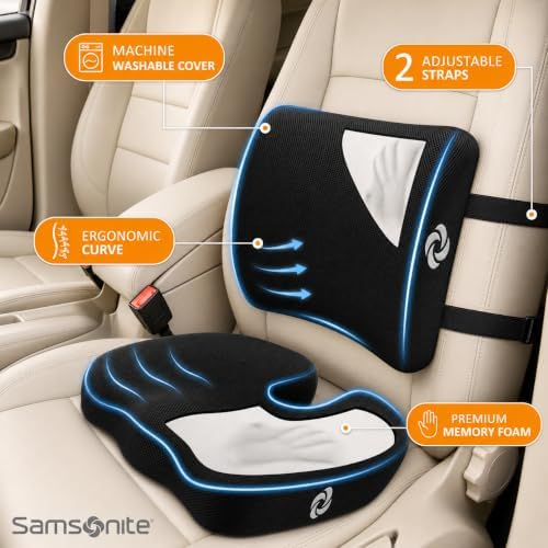 Samsonite [2-in-1 Ergonomic Seat Cushion and Lumbar Support Cushion Combo - Image 4