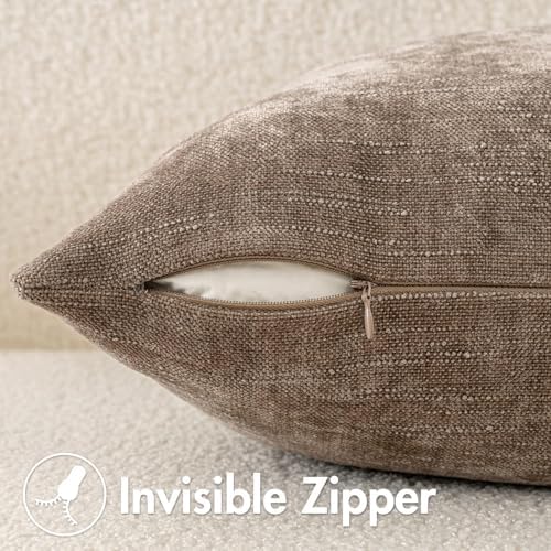 MIULEE Textured Chenille Throw Pillow Covers 22x22 Inch Taupe Grey - Image 6