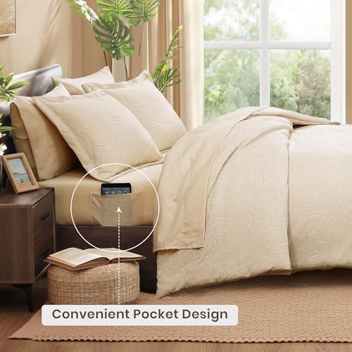 Monbix King Size Comforter Set 7 Pieces Birch Marble Bed in a Bag - Image 4