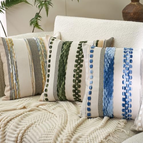 Aeckself Boho Throw Pillow Covers 18x18 Inch Set of 2, Farmhouse Decorative - Image 3