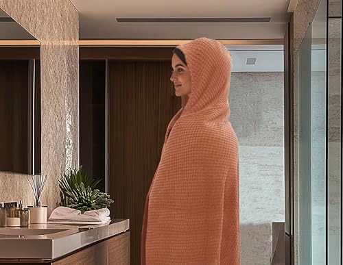 COTTON CRAFT Hooded Bath Towel for Adults – 100% Cotton Waffle Weave Towel - Image 5