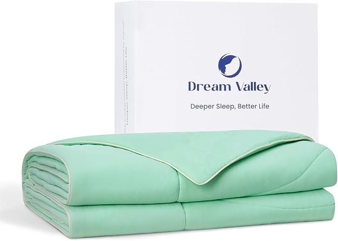 Dream Valley® Outlast® Deepsleep Cooling Comforter, Throw Size, NASA-Grade Space Technology Cooling Blanket for Hot Sleepers Night Sweats, Q-Max > 0.45 Aerocool™ Breathable, Mint Macaron, 60"x80"