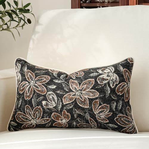 MATTINS 12x20 Vintage Floral Patterned Lumbar Pillow Cover by MATTINS