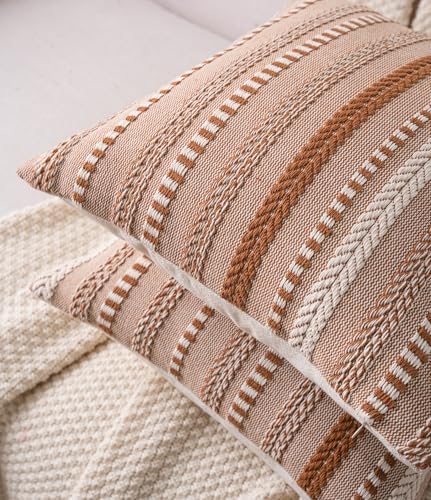 Cethom Boho Throw Pillow Covers 20x20 Inch Set of 2, Farmhouse Decorative Couch - Image 2