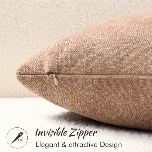 decorUhome Chenille Throw Pillow Covers 24x24 Set of 2, Dusty Pink - Image 3