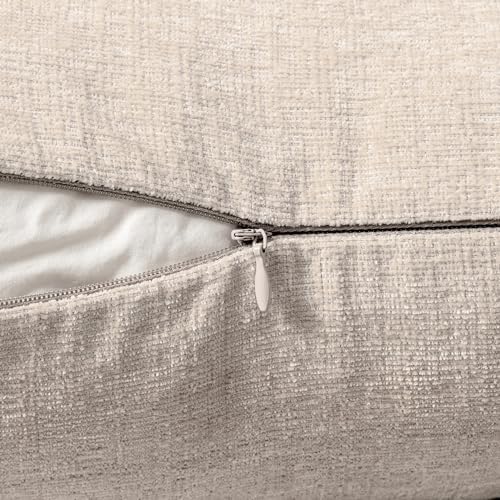 MIULEE Soft Chenille Throw Pillow Covers Light Brown 20x20 Inch Pack of 2 - Image 3