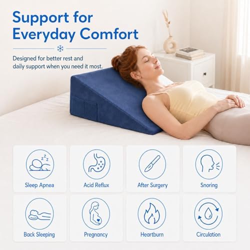 OAISZ Wedge Pillow for Sleep Apnea, 7.5-Inch Memory Foam Top - Image 6