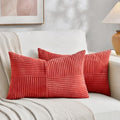 Fancy Homi Set of 2 Red Patchwork Striped 16x28 Inch Throw Pillow Covers by Fancy+Homi