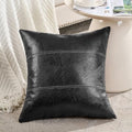 Fancy Homi Black Boho Faux Leather Decorative Throw Pillow Covers 18x18 Inch by Fancy+Homi